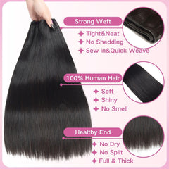 Beauty Queen 3 bundles straight 20in weft closeup highlights durability