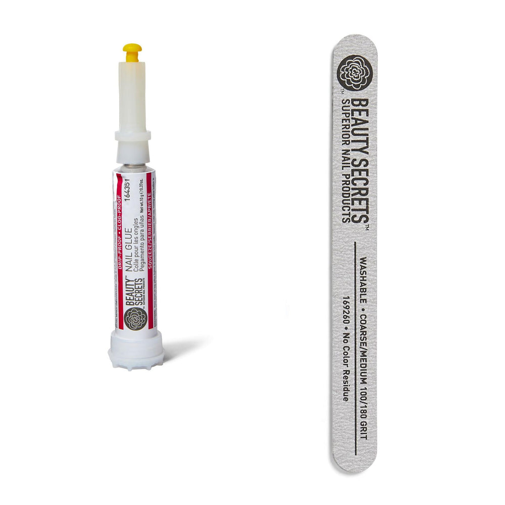 Beauty Secrets nail glue drip-proof bottle for mess-free bonding.