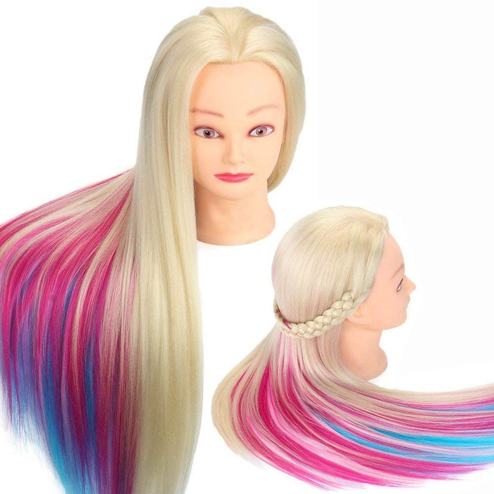 Beauty Star rainbow-haired head perfect for braiding practice and adornments