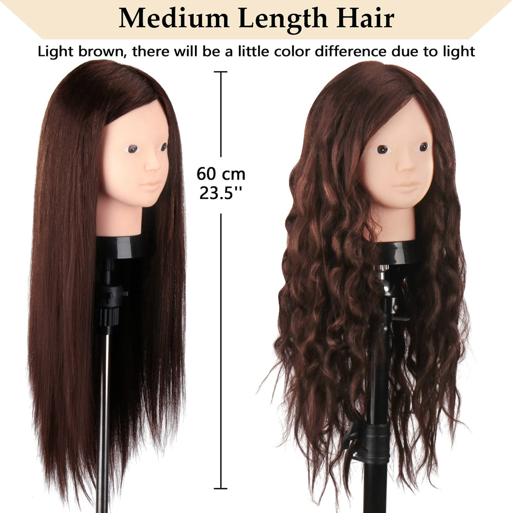 Beauty Star doll-head clamp-stand demonstrates stable setup for hands-free styling.