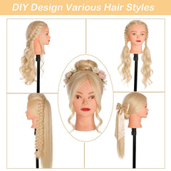 Beauty Star mannequin head with clamp stand shows stable hair-training setup for braiding.