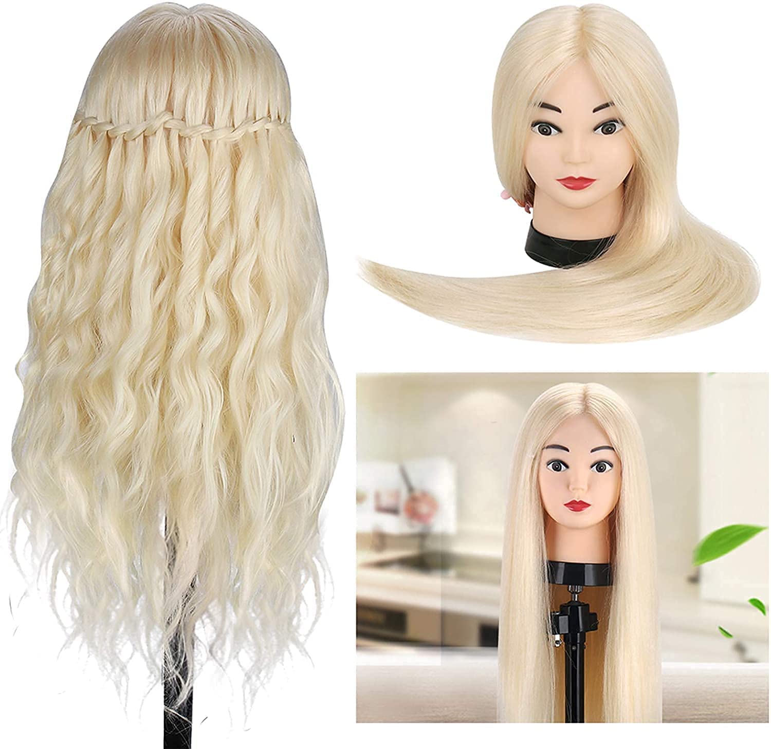 Beauty Star head close-up shows smooth hair for knot-free combing practice