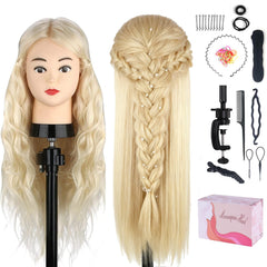 Beauty Star mannequin head real hair 65cm left view for long hairstyle practice
