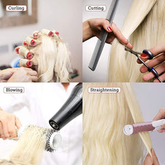 Beauty Star mannequin head demonstrates straightening and curling with natural hair