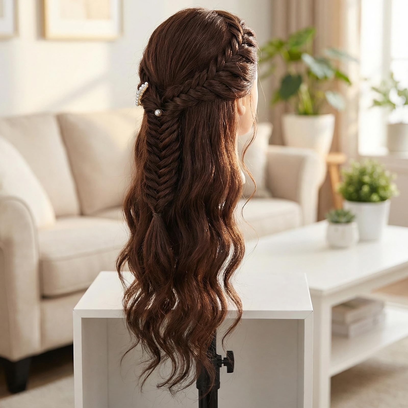 Beauty Star mannequin-head styling-session captures real-hair practice in action.