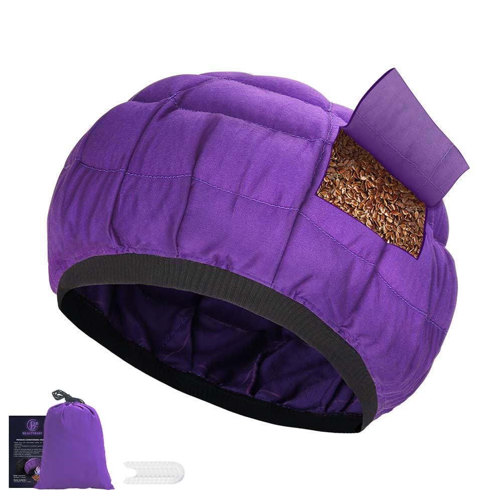 Beautybaby cordless deep conditioning heat cap closeup highlights flaxseed interior for even heat distribution