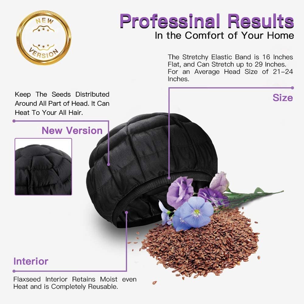 B BEAUTYBABY Deep Conditioning Heat Cap with flaxseed interior, even heat distribution.