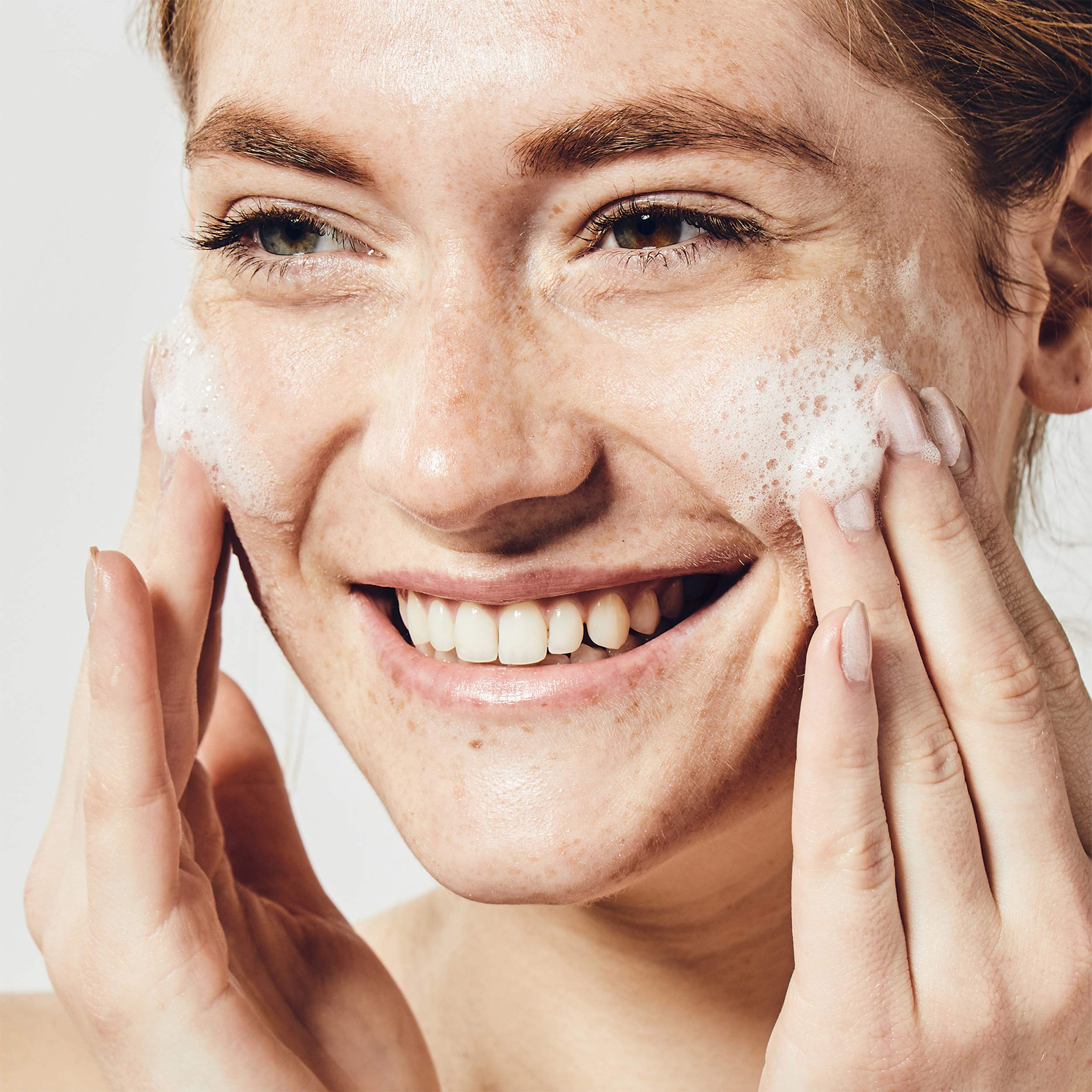 BeautyBio Balance gel texture close up shows soft non abrasive cleansing experience