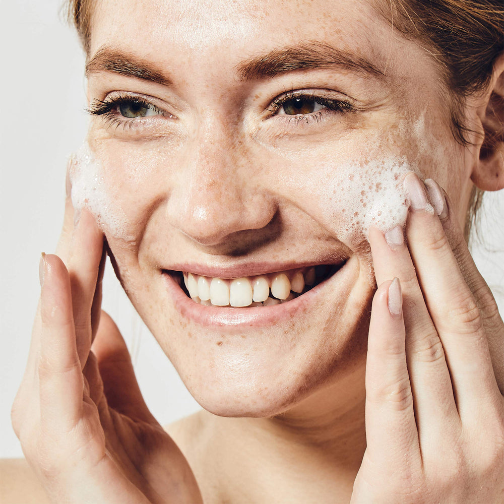 BeautyBio Balance gel texture close up shows soft non abrasive cleansing experience