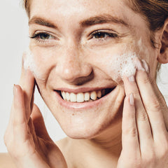 BeautyBio Balance gel texture close up shows soft non abrasive cleansing experience