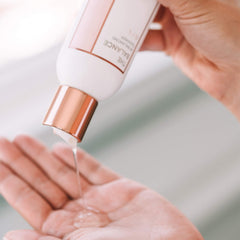 BeautyBio Balance makeup removal face scene demonstrates safe eye makeup removal