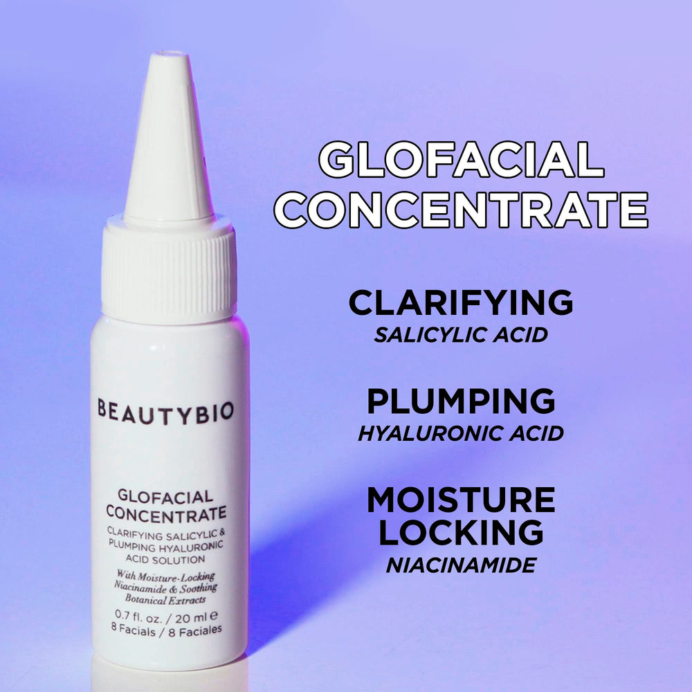BeautyBio GLOfacial tool in use during an at home facial