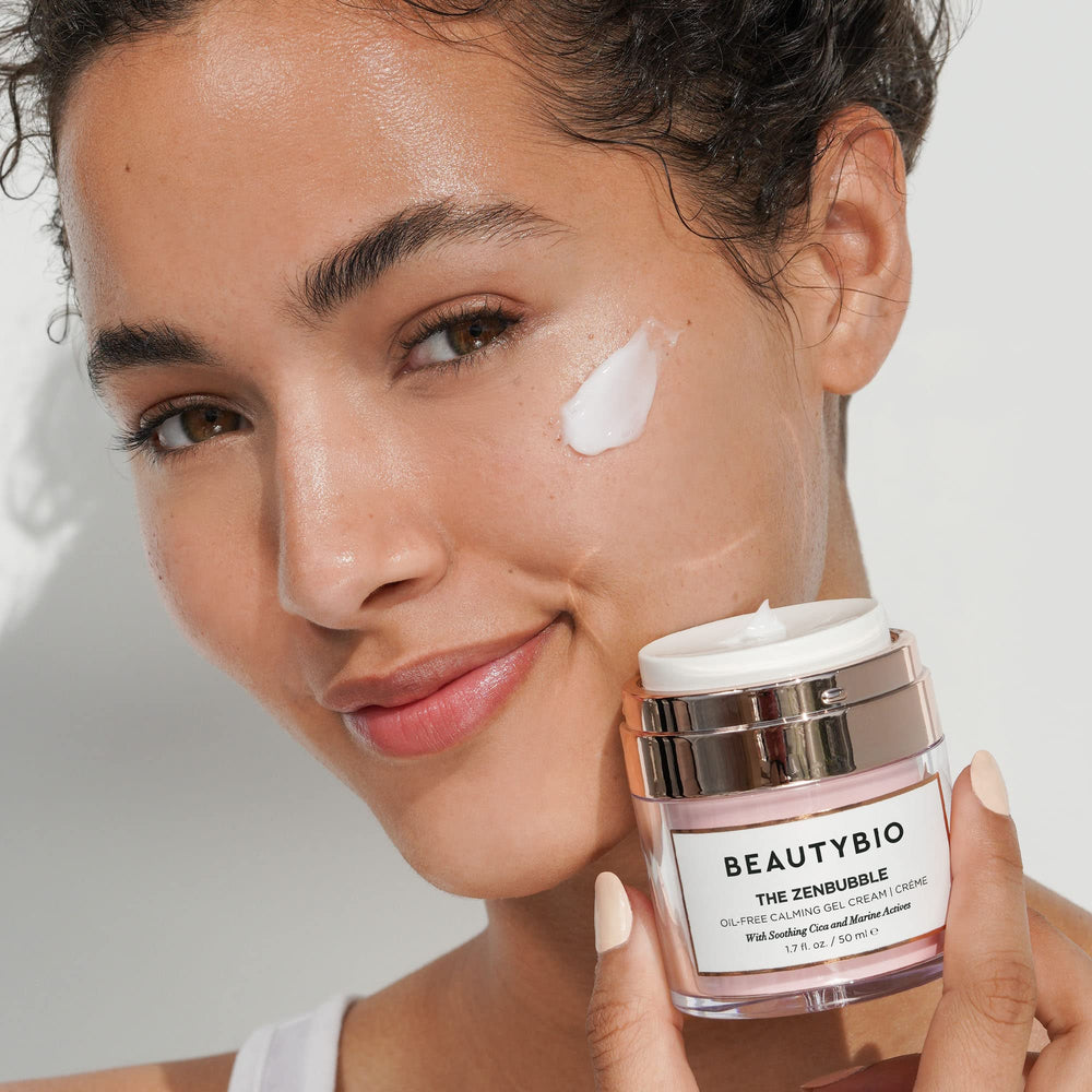 BeautyBio ZenBubble packaging label highlights fragrance-free formula