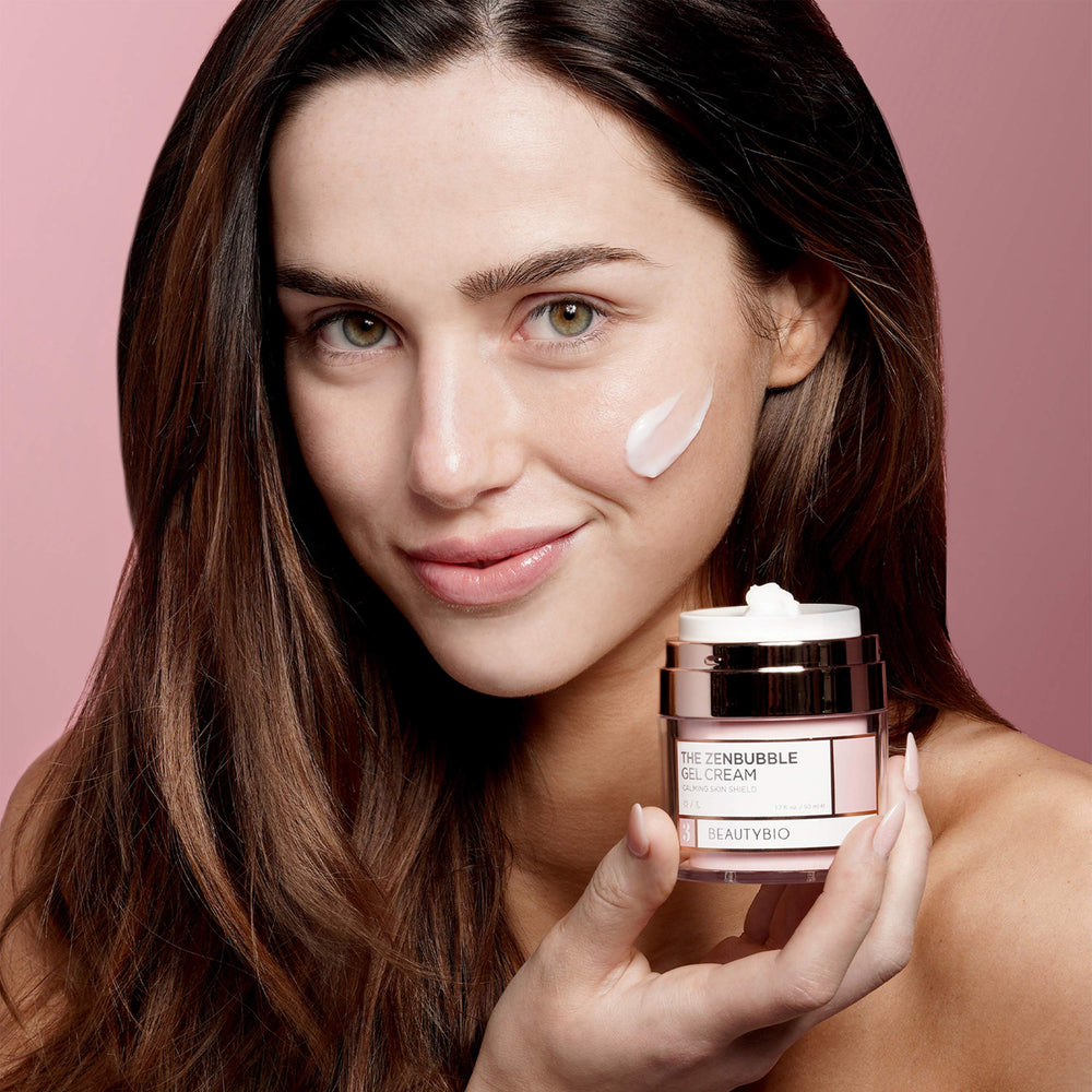 BeautyBio ZenBubble silky gel texture spread on hand