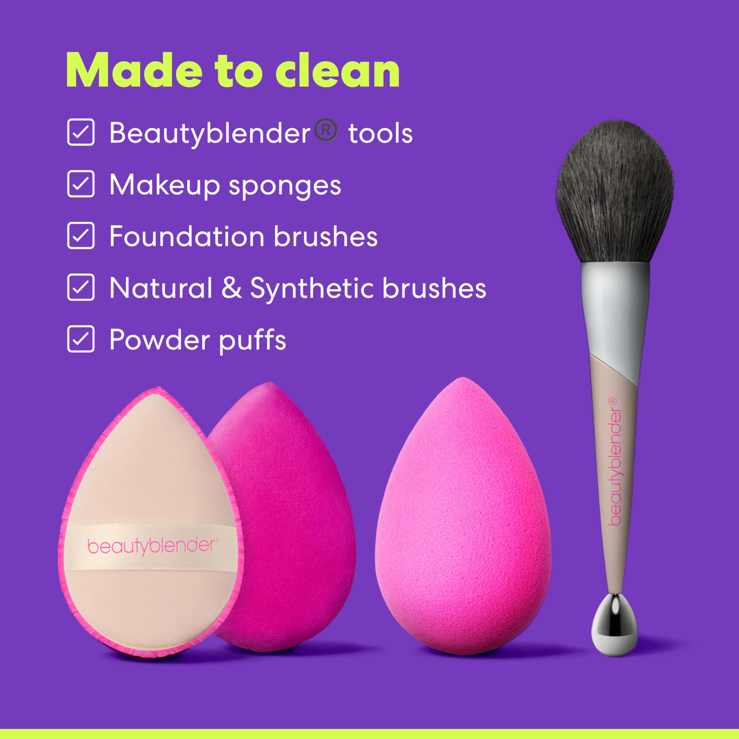 Beautyblender Blendercleanser Solid Lavender Bar is a compact travel-size option.