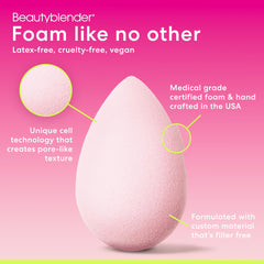Beautyblender Bubble sponge made in USA, cruelty-free and vegan.