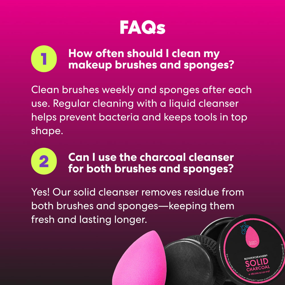 Beautyblender charcoal cleanser set in compact packaging for on-the-go cleaning.