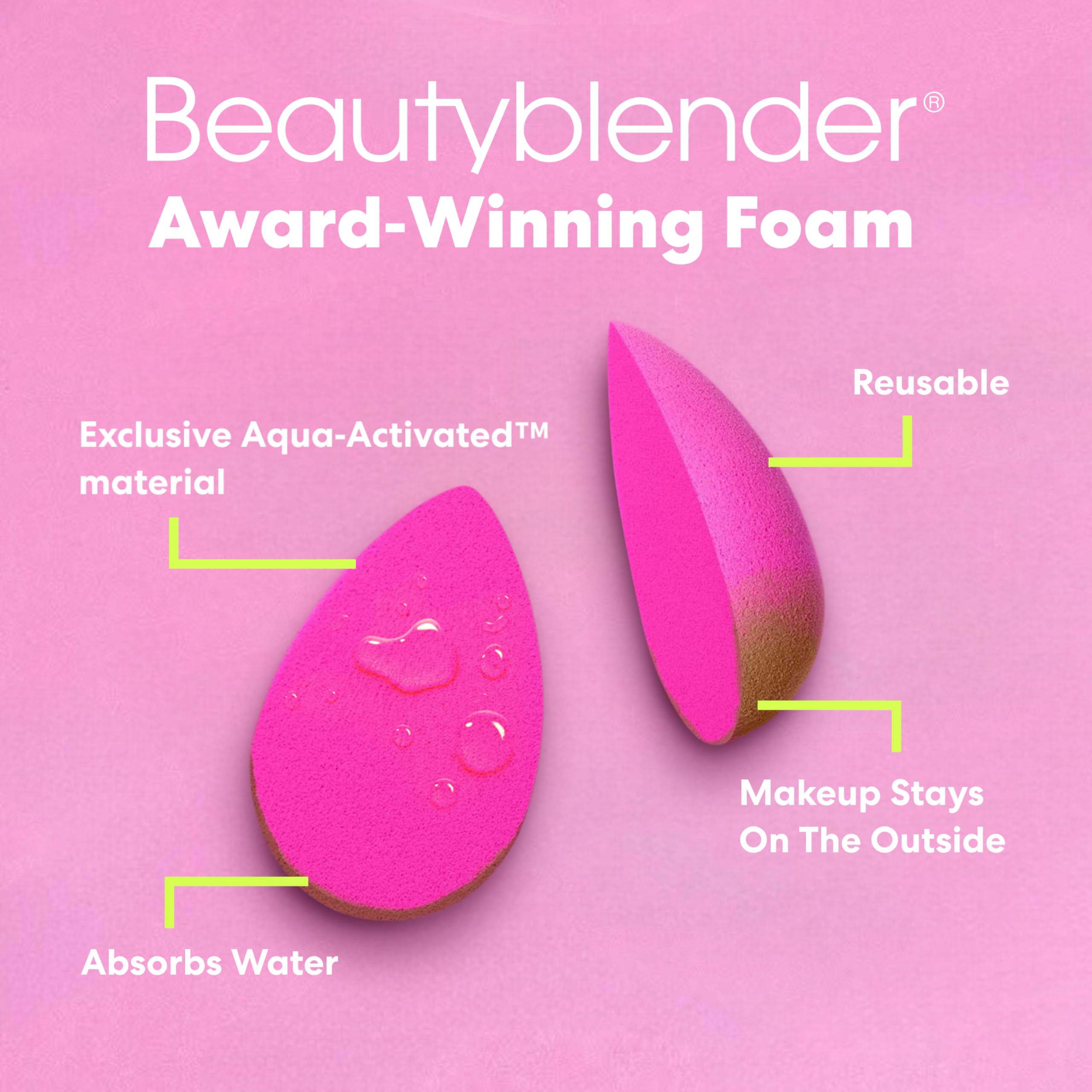 Beautyblender Made-in-USA Pink sponge supports quality production and consistent results.