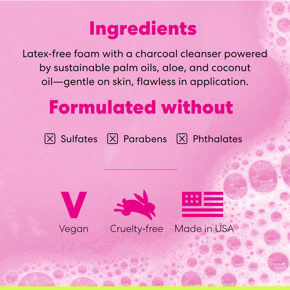 Beautyblender packaging charcoal highlights eco-conscious charcoal design.
