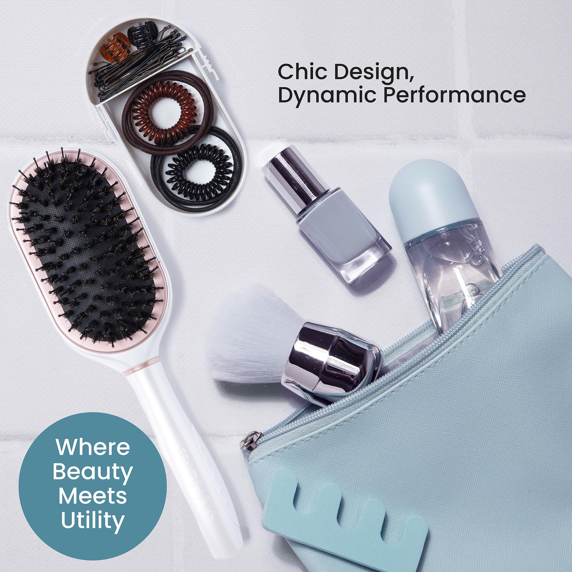 Beauty HAK PAK Travel Brush compact travel case fits easily in bags.