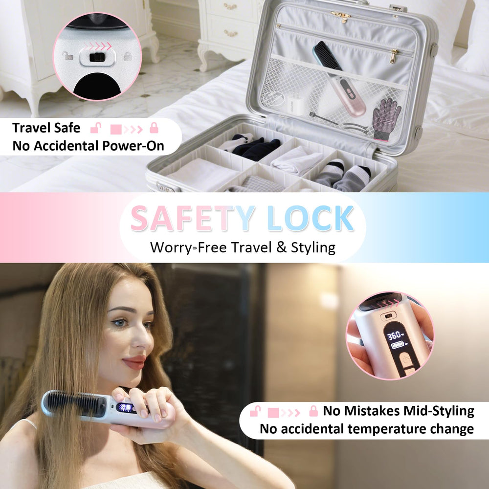 BEAUTYOVO cordless straightener in hotel bathroom demonstrates cord-free styling anywhere.