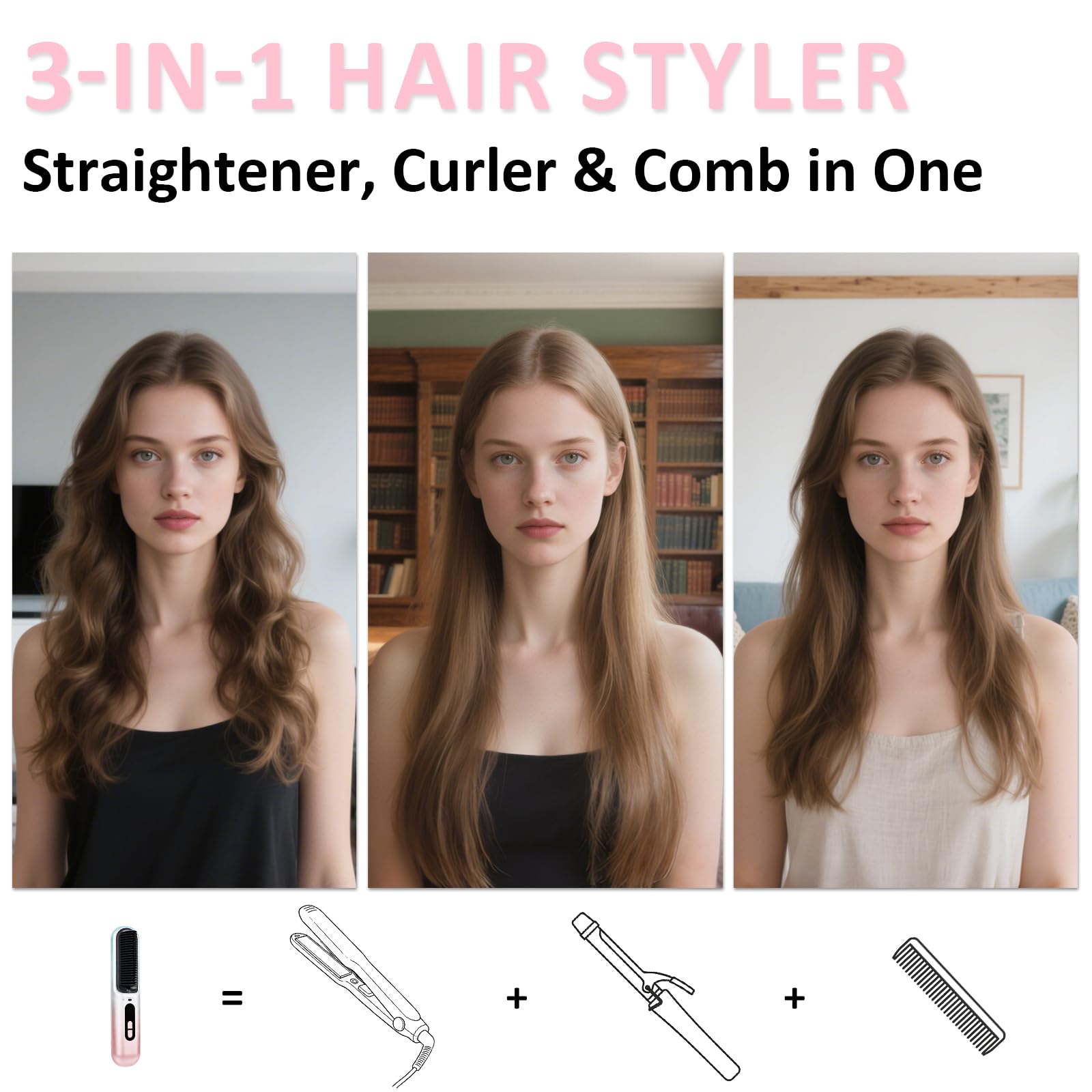 BEAUTYOVO ion technology image highlights 300M ions for frizz reduction and shine.