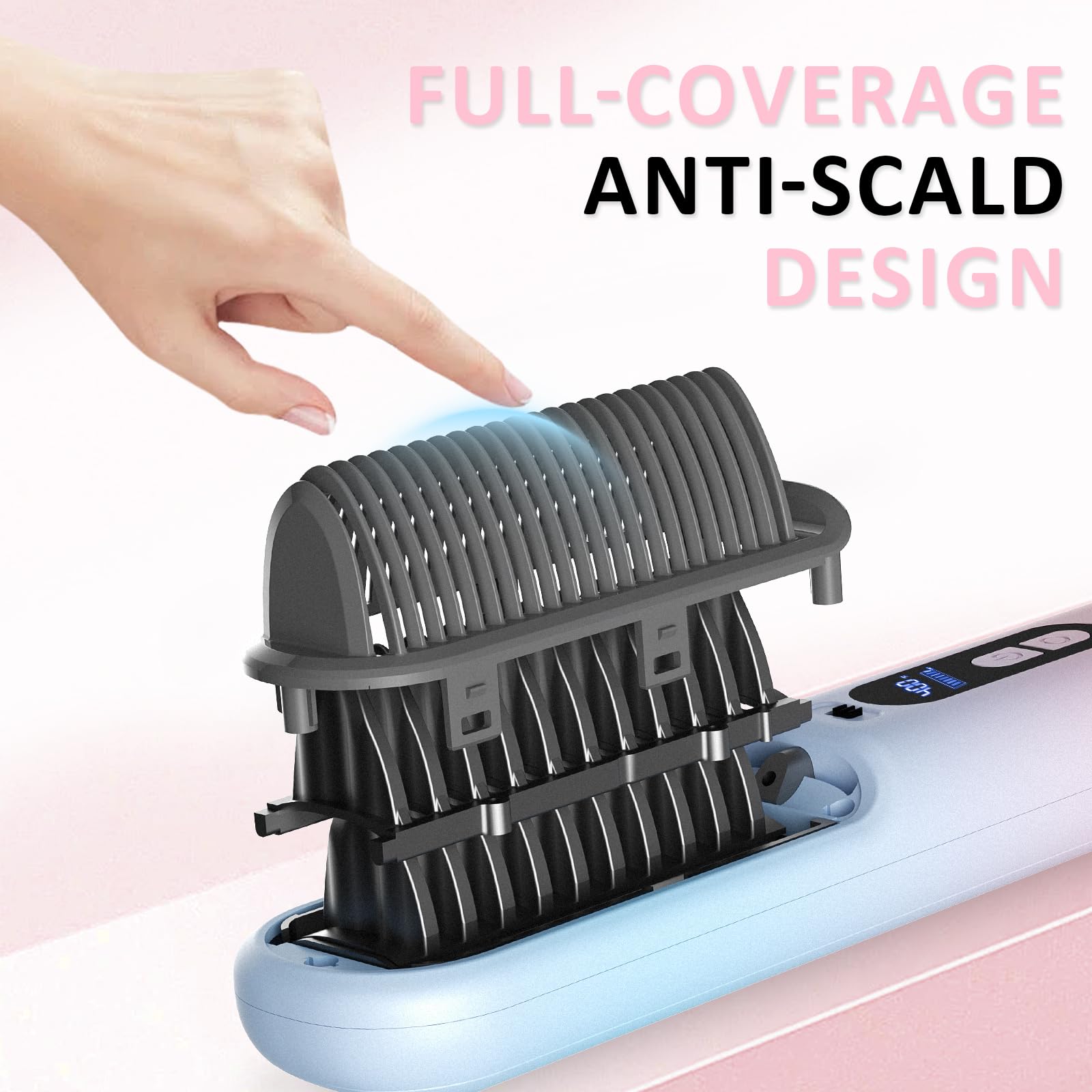 BEAUTYOVO 21-teeth straightener image emphasizes smooth glide and even heat.