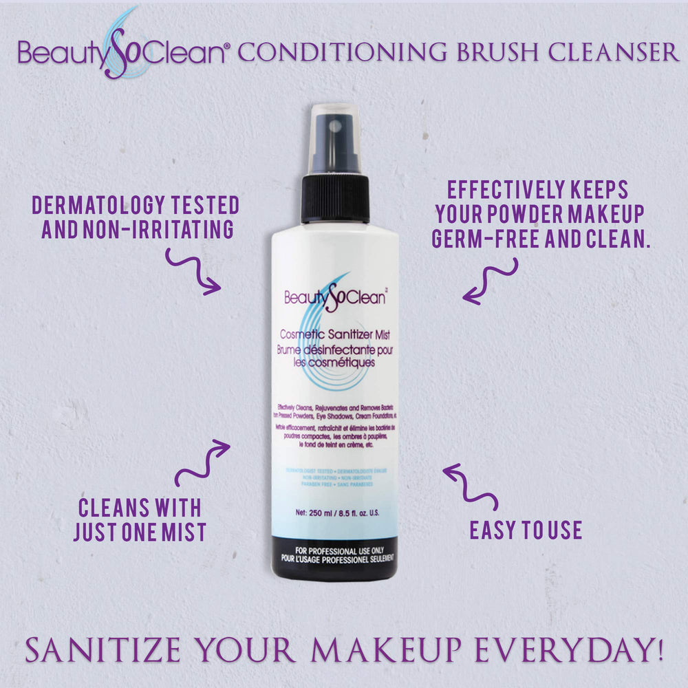 Beautysoclean travel-size sanitizer mist ideal for on-the-go beauty kit hygiene.
