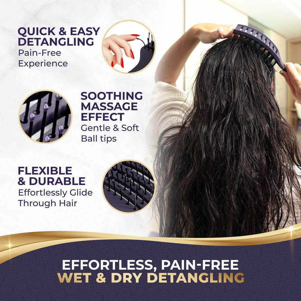 BEAUXSOI curved vent brush for blow drying speeds drying and adds volume.