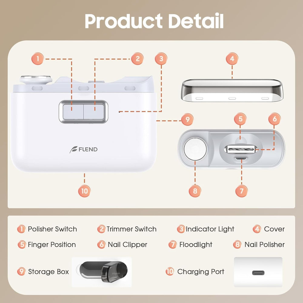 BEAUZMO chip reservoir tray captures nail fragments for mess-free trimming.