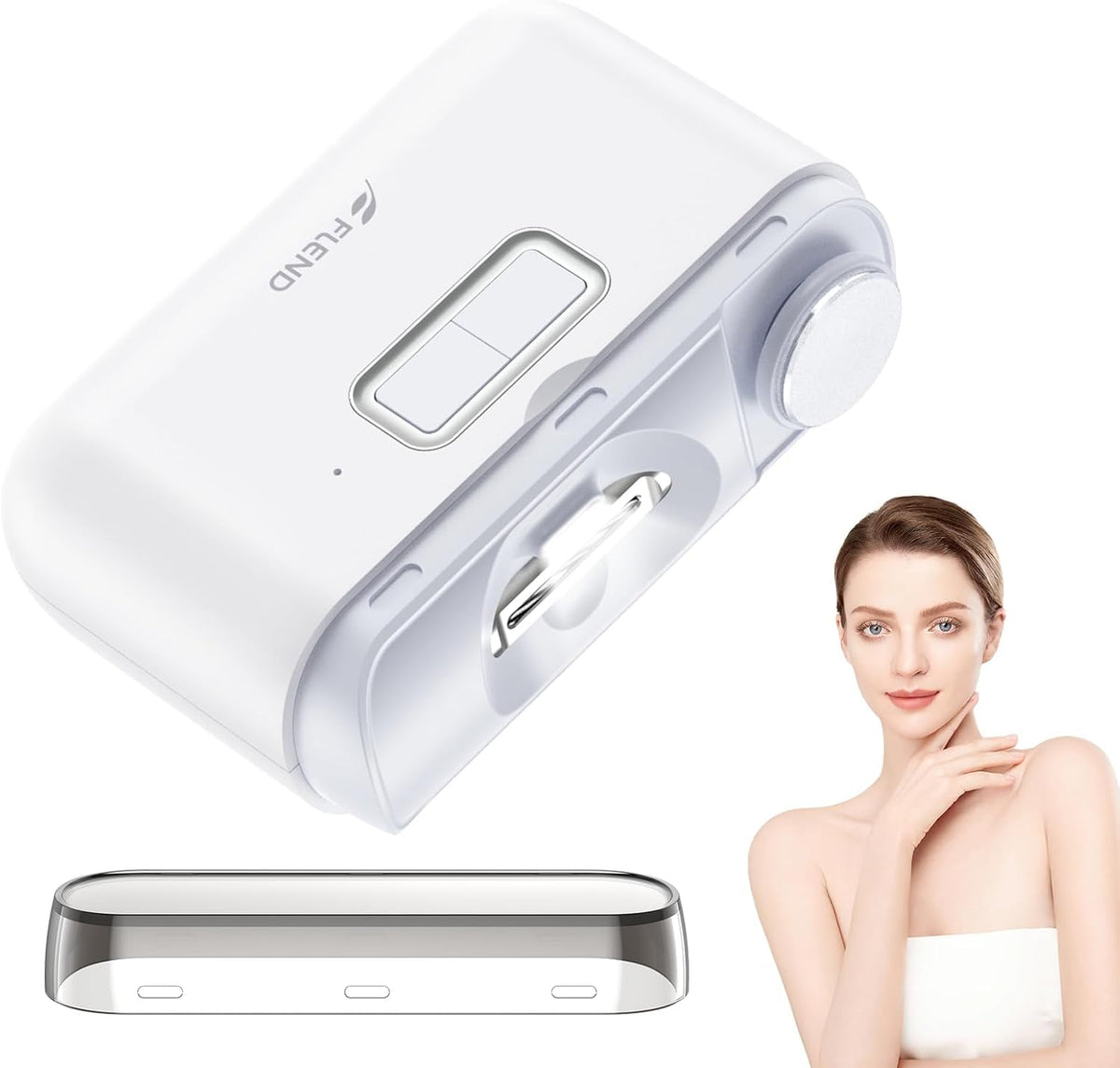 BEAUZMO electric nail clipper front view showing safe trimming for all ages.