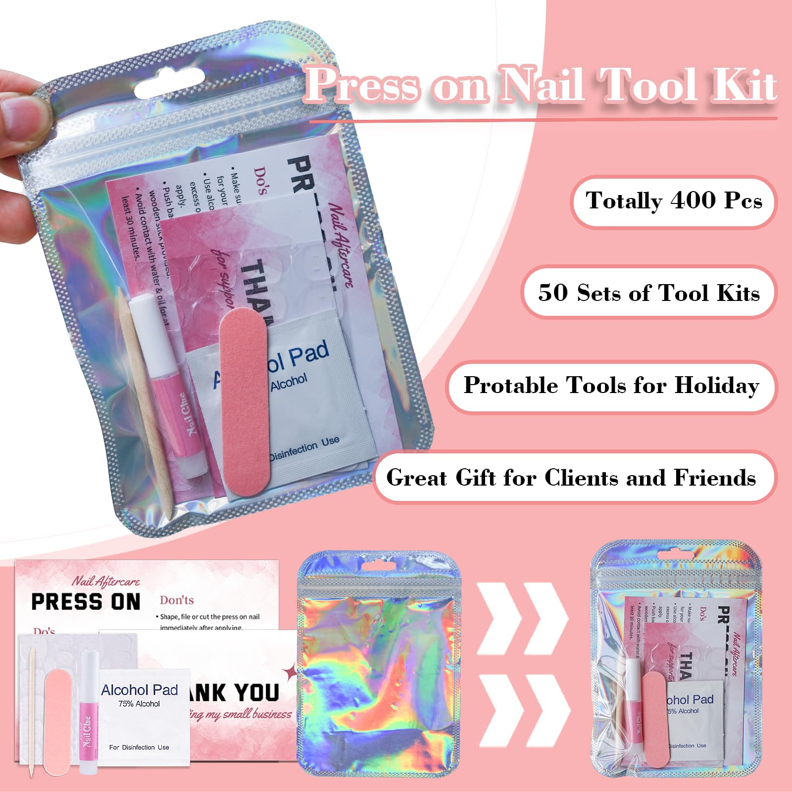 Bebbtiy disposable nail tool kit includes file and glue for efficient prep