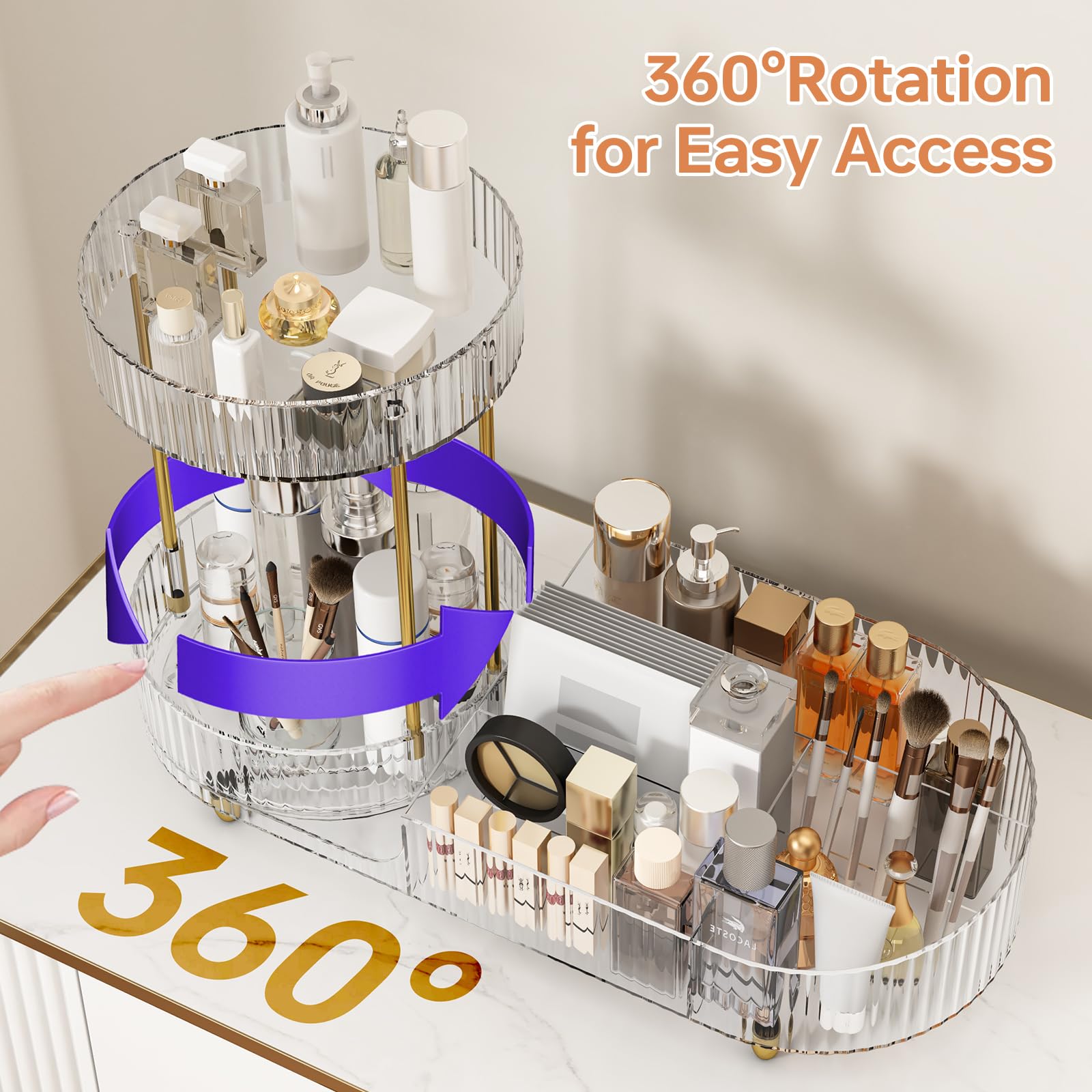 Organizador Beborxue para perfumes y skincare con bandejas dobles.
