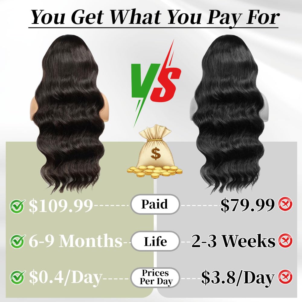 BeCools 13x6 lace front wig front view highlighting full coverage.