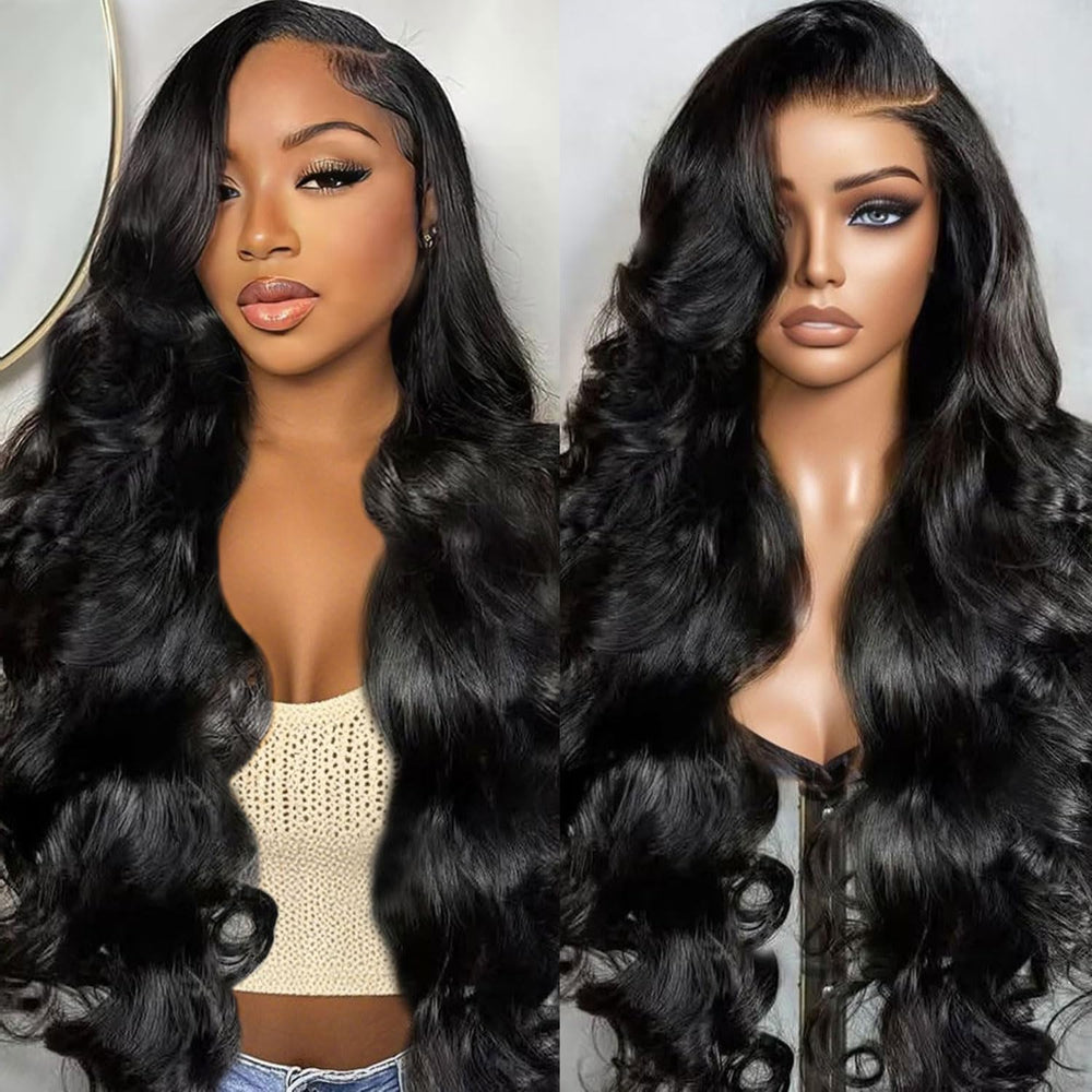 BeCools 30-inch body wave wig close-up of HD lace for a natural hairline.