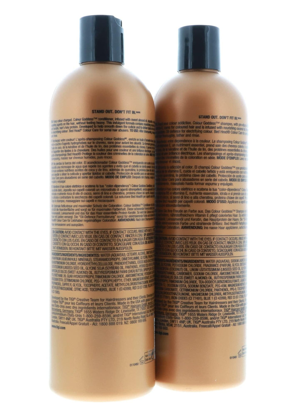 Bed Head Color Goddess oil blend image highlights conditioning oils on hair.