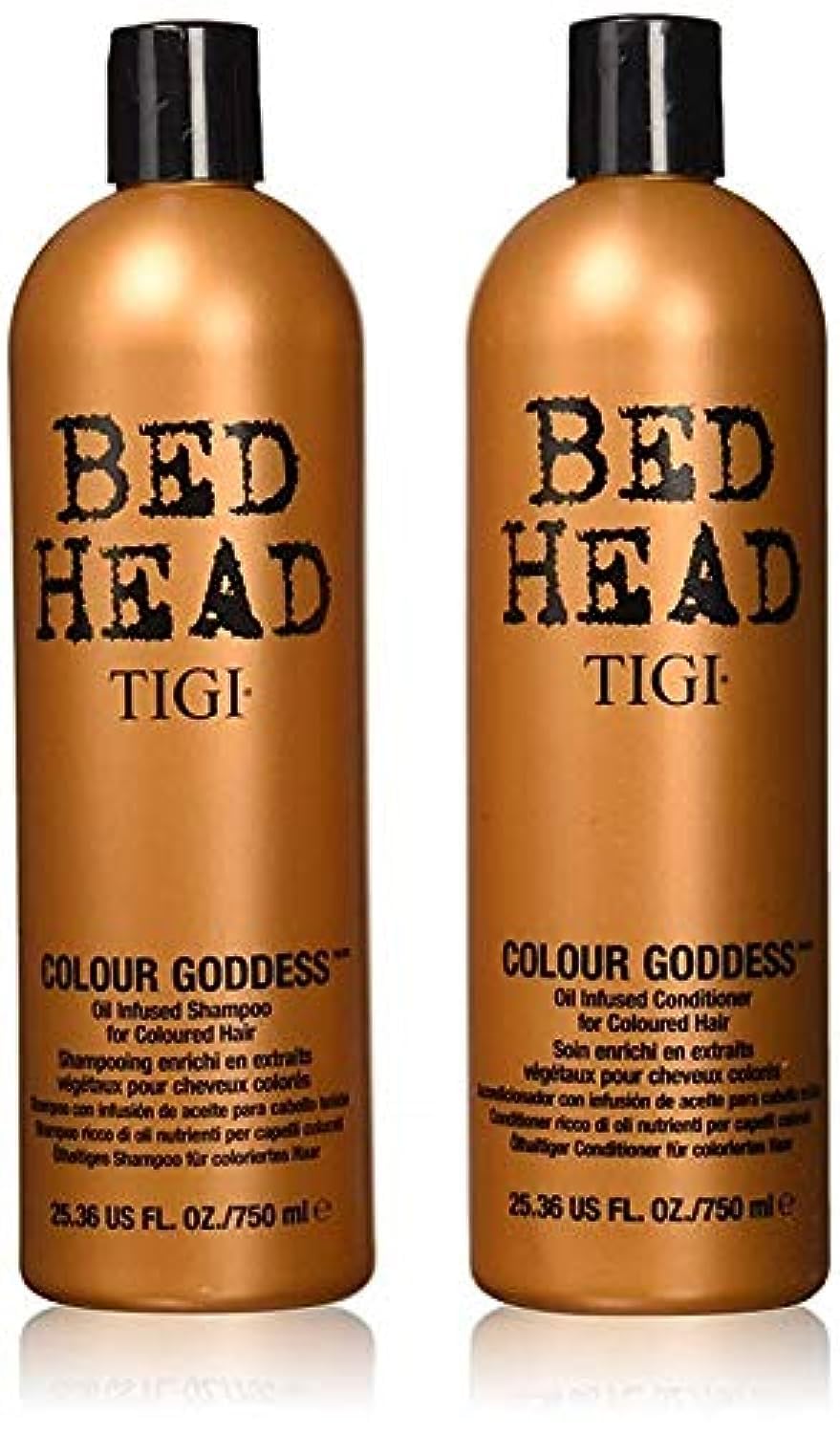 Bed Head Color Goddess shampoo bottle boosts color vibrancy and shine for color-treated hair.