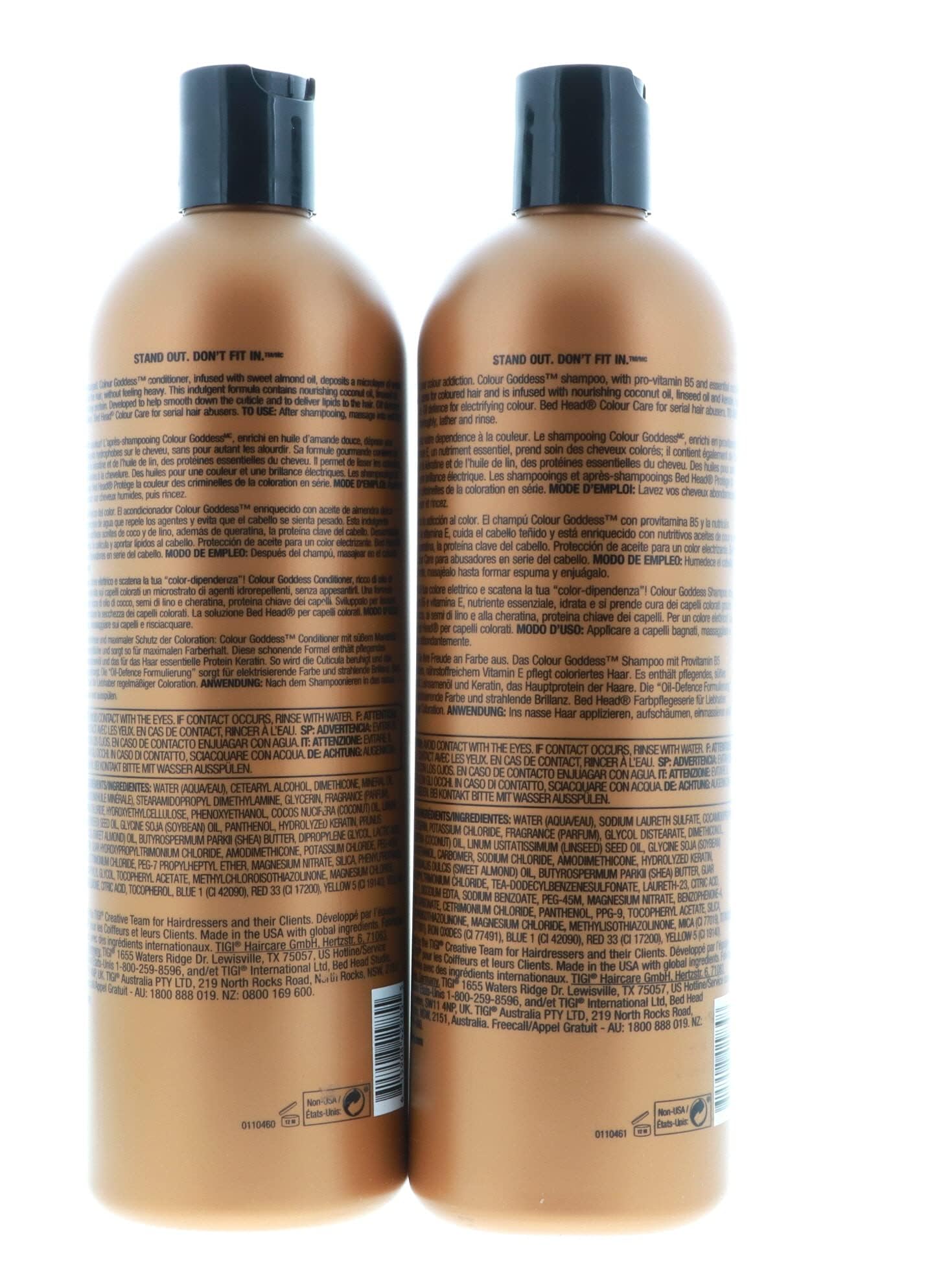 Bed Head Color Goddess vitamin E and pro-vitamin B5 support color care.