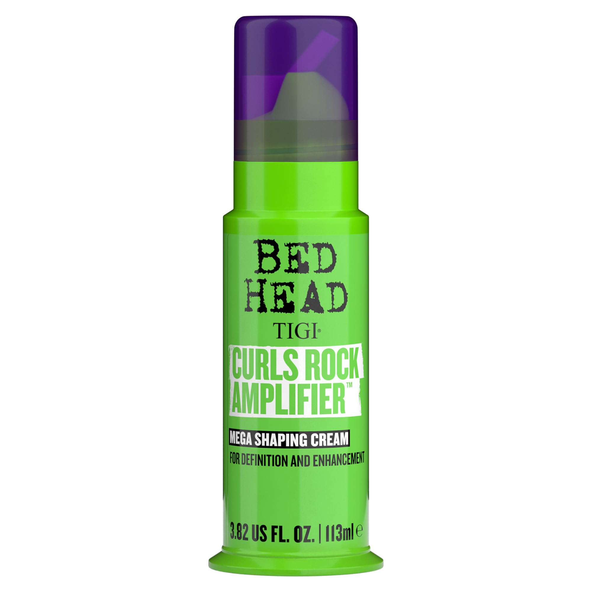 Bed Head Curls Rock Amplifier bottle front shows curl definition potential.