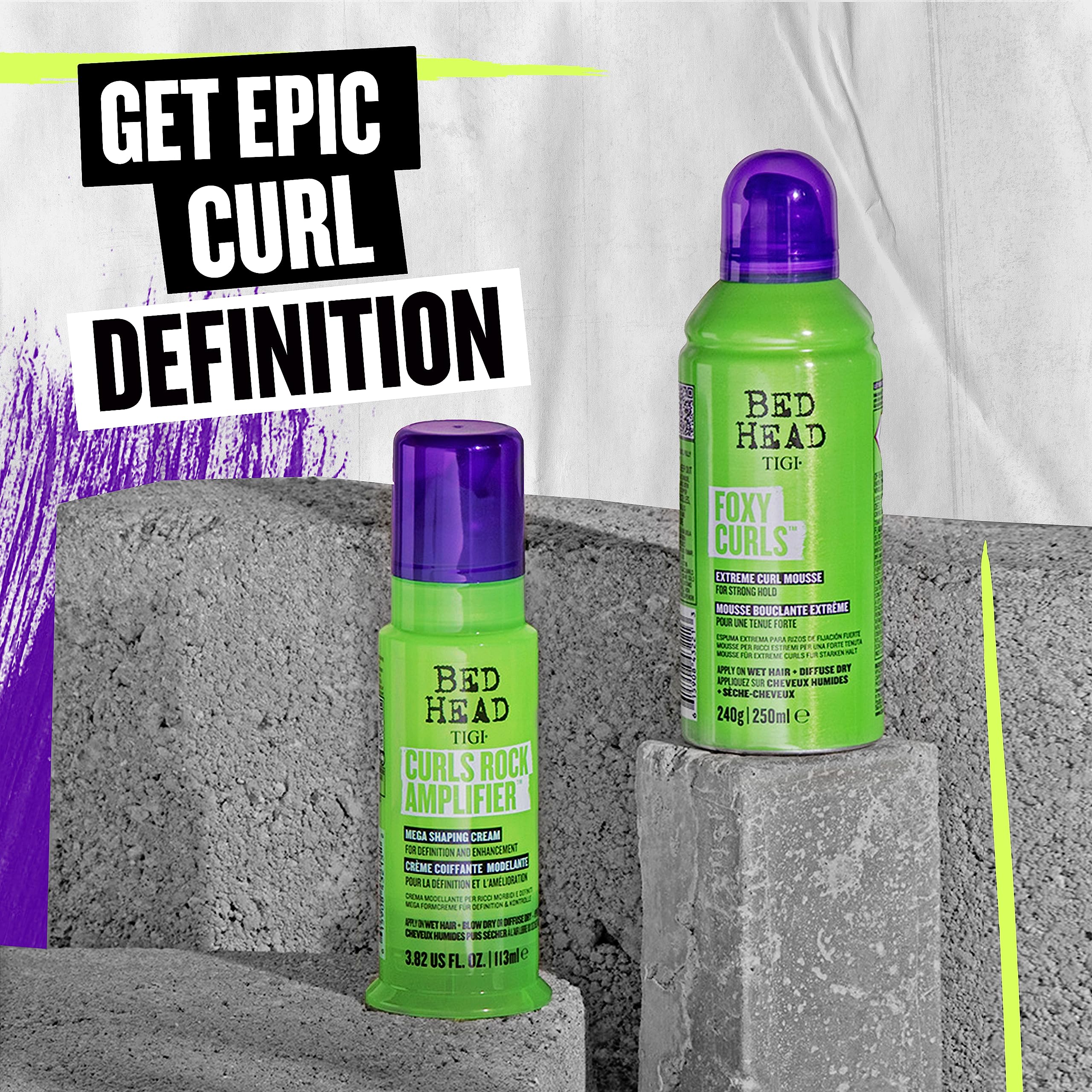 Bed Head Curls Rock Amplifier diffuser-dried curls with defined shape.