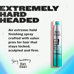 Bed Head Hard Head hairspray in action shows long-lasting hold.