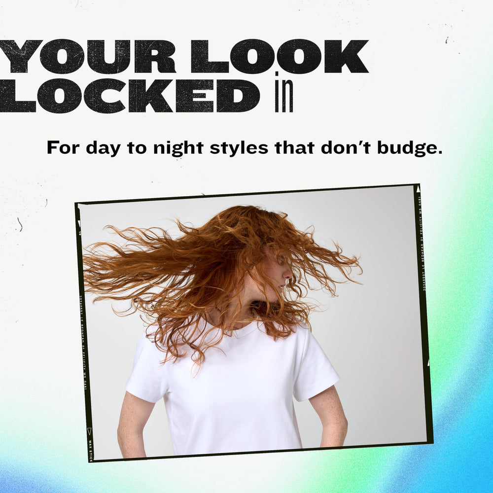 Bed Head hairspray bottle demonstrates quick-dry application on dry hair.