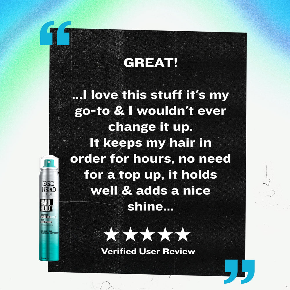 Bed Head Hard Head hairspray encourages creative expression in styling sessions.