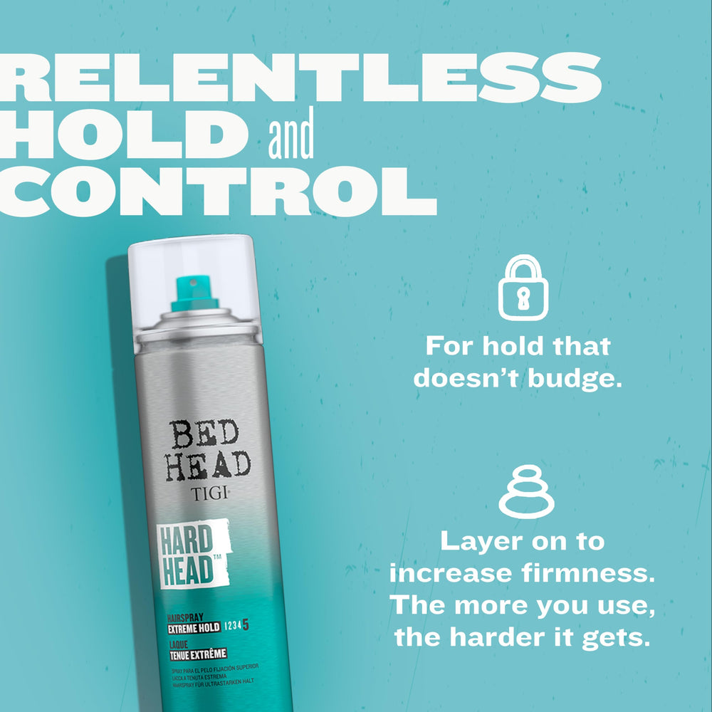 Bed Head Hard Head hairspray demonstrates strong hold on styled hair.