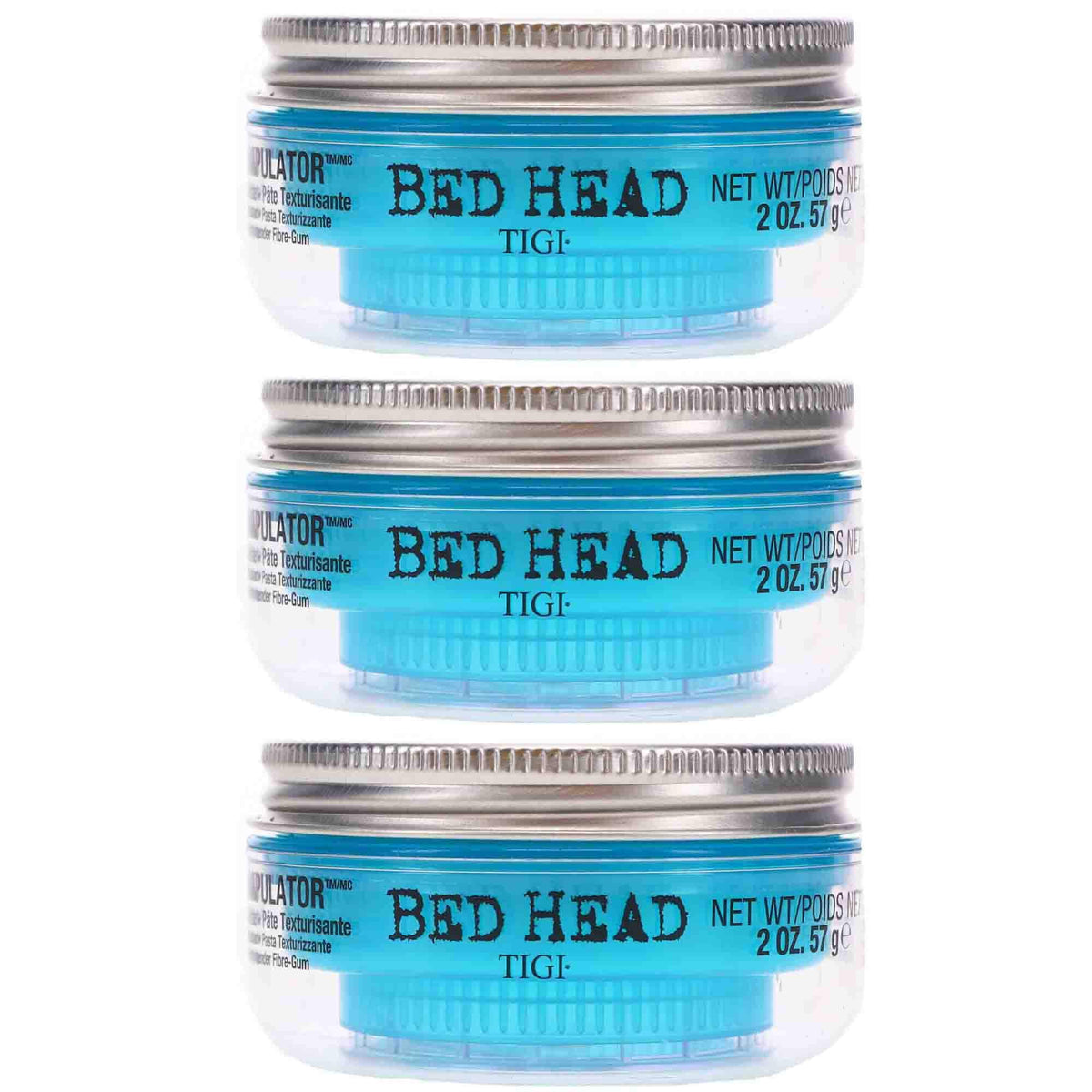 Bed Head Manipulator 3-pack front shows versatile texture paste for creative styles.
