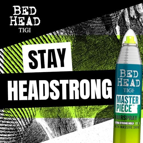Bed Head Masterpiece Massive Shine hairspray tropical berry scent enhances styling moments.