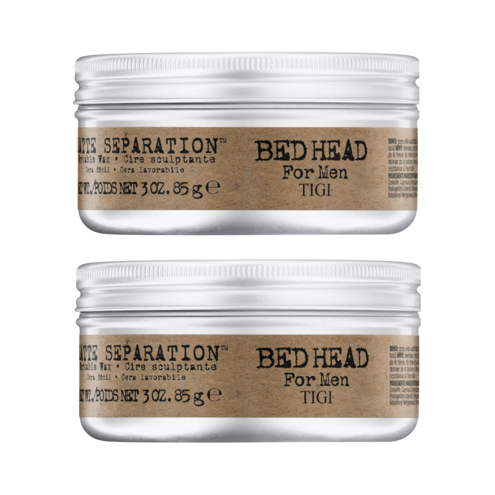 Bed Head Matte Separation Wax jar shows premium texture and strong hold for defined styles.