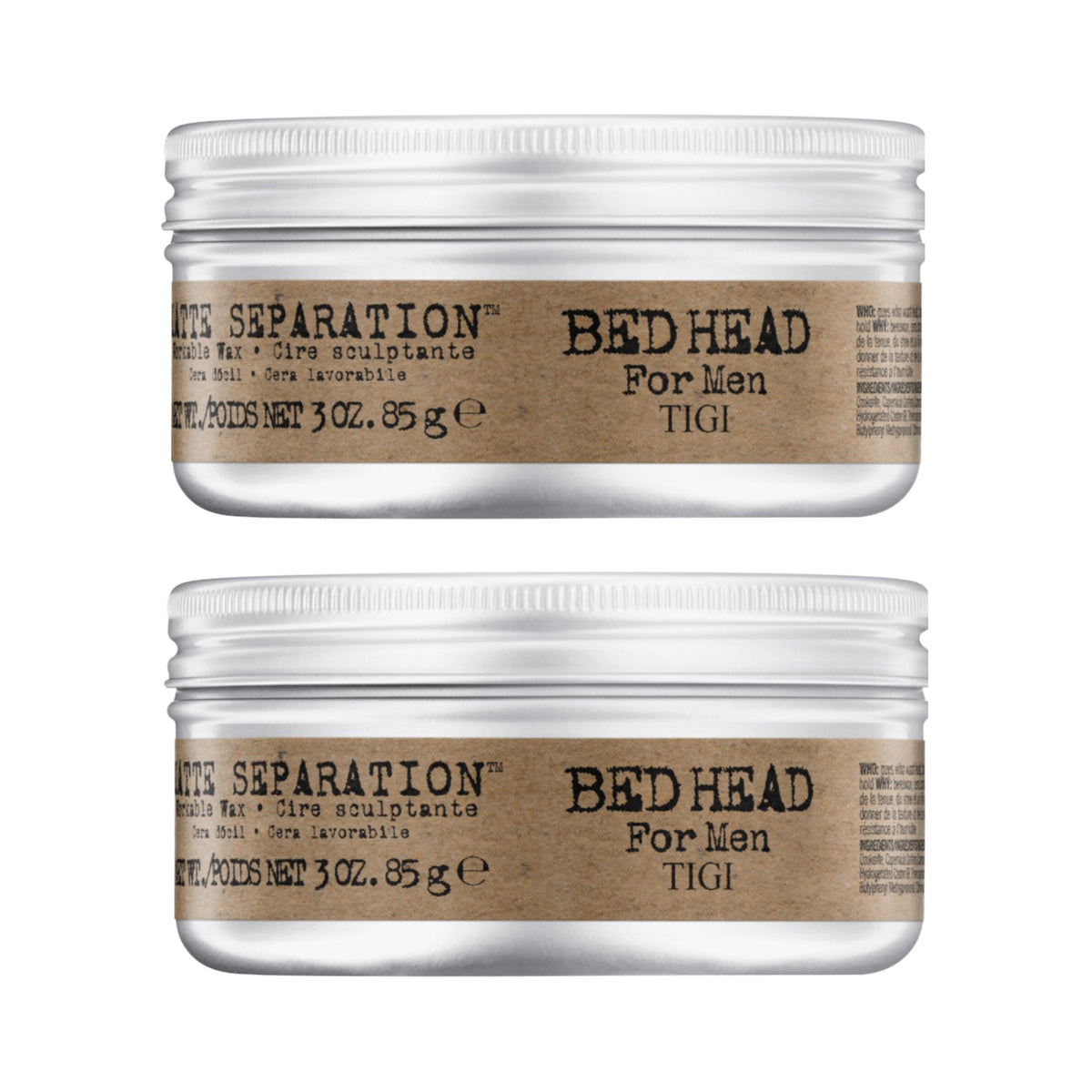 Bed Head Matte Separation Wax jar shows premium texture and strong hold for defined styles.