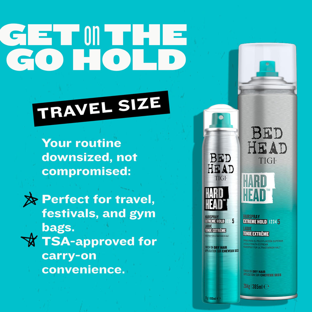 Bed Head hairspray adds natural shine with a lightweight, flexible finish.