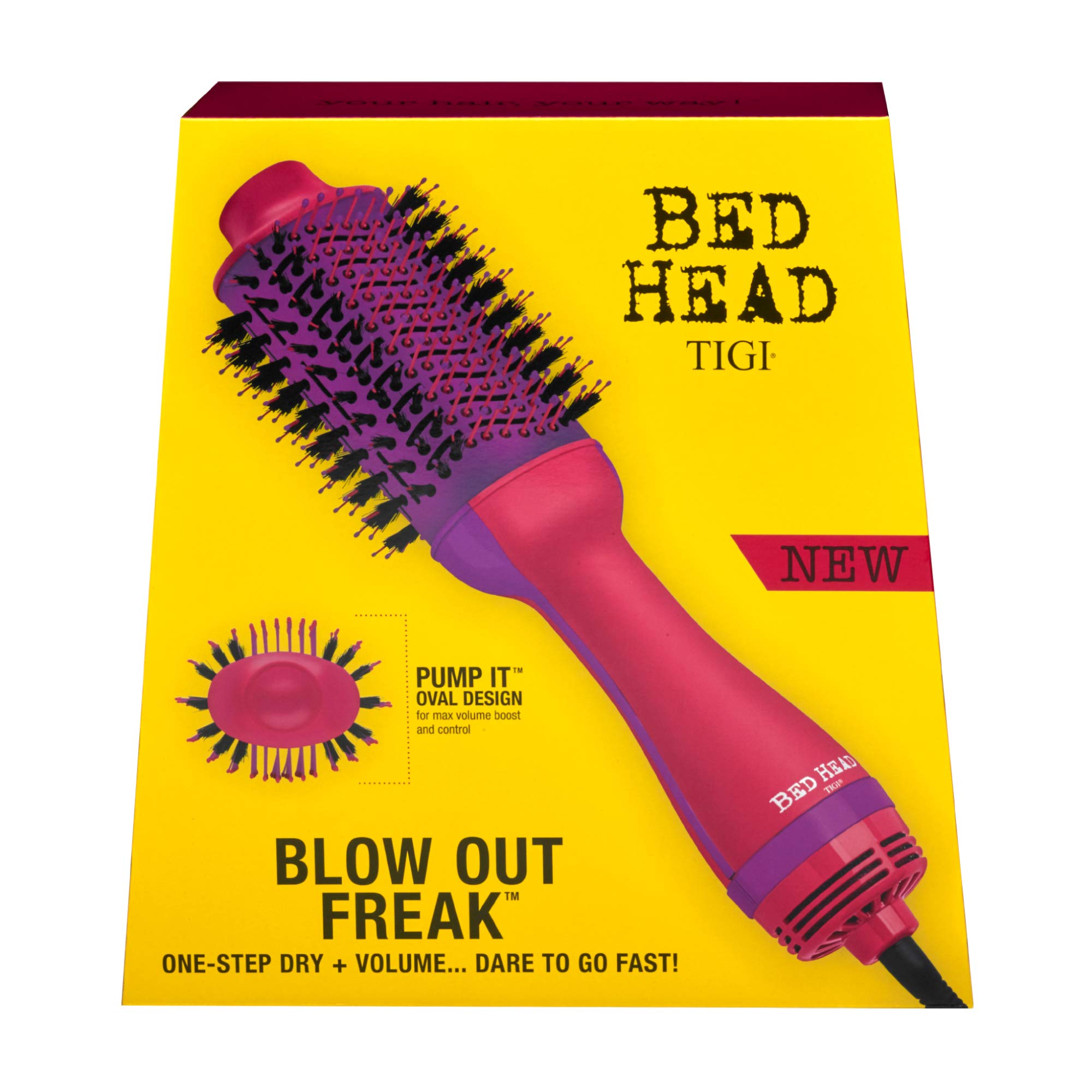 Bed Head One Step Volume Dryer finish look reveals glossy, voluminous results.